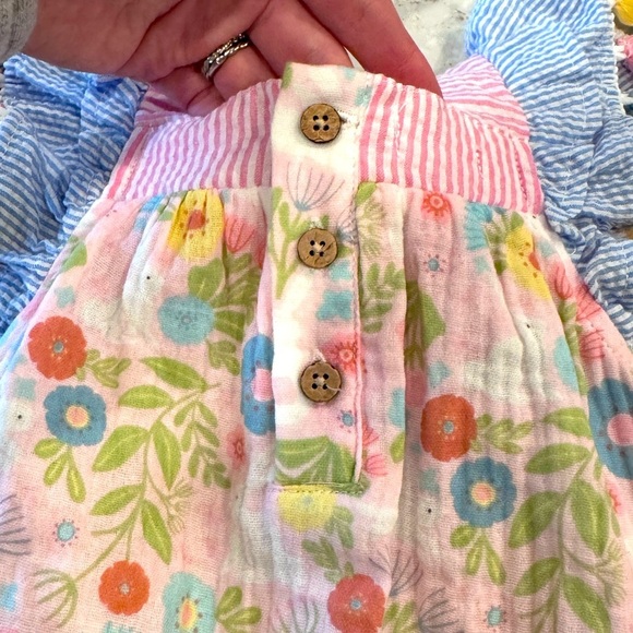 3-6M Mud Pie Pink Striped Floral Baby Dress - Picture 8 of 8